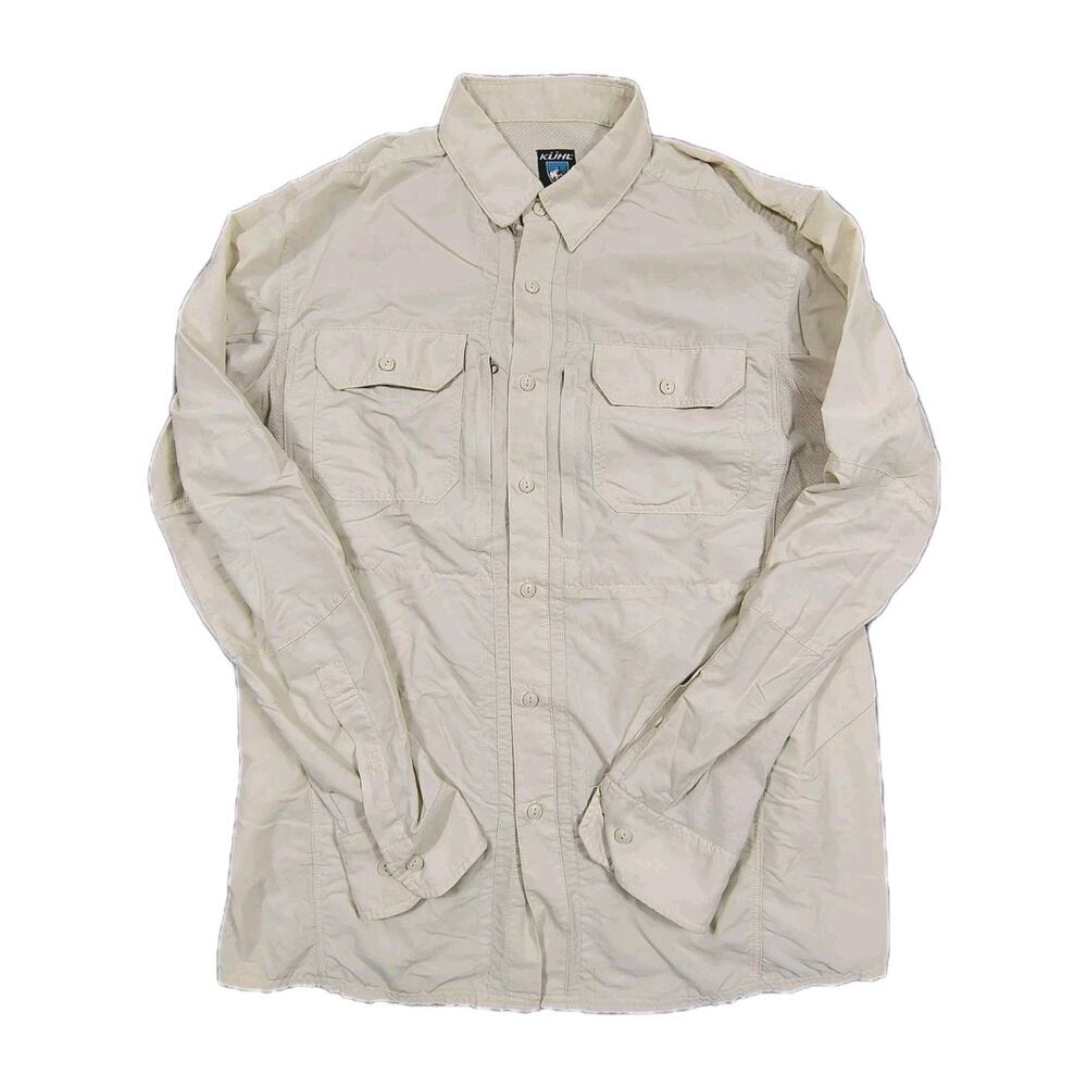 Kuhl Airspeed Shirt Men's M Ivory Hiking Long Sleeve Lightweight Vented Outdoor